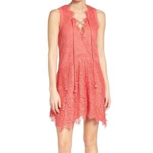 Adelyn Rae Coral Eyelash Lace Woven Sleeveless Shift Women's Dress Size S
